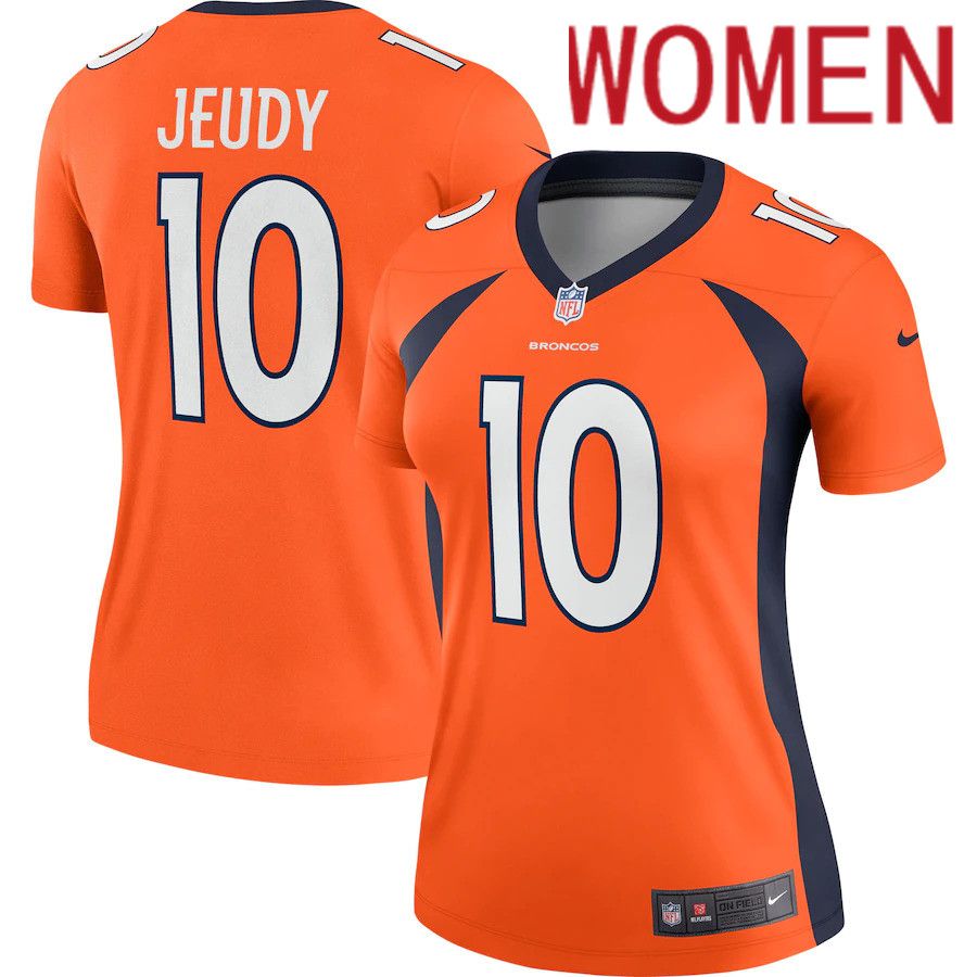 Cheap Women Denver Broncos 10 Jerry Jeudy Nike Orange Legend NFL Jersey